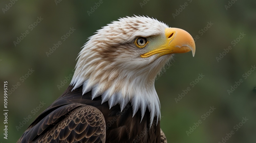 Obraz premium Majestic bald eagle head and neck profile close-up.