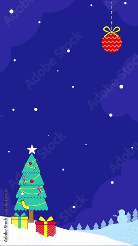 vertical portrait christmas background animation template with blank space for text