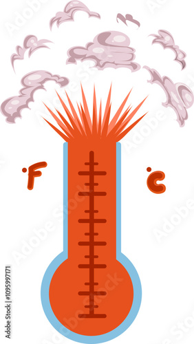 Overheated Red Thermometer Explodes Bursting from Extreme Heat