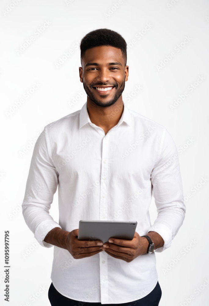 smiling man, holding tablet, white shirt, professional, studio portrait, soft lighting, neutral background
smiling man, holding tablet, white shirt, professional, studio portrait, soft lighting, neutral background