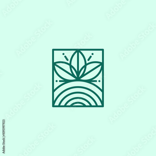 Nature Farm Field Simple Logo Design. Organic Logo Icon