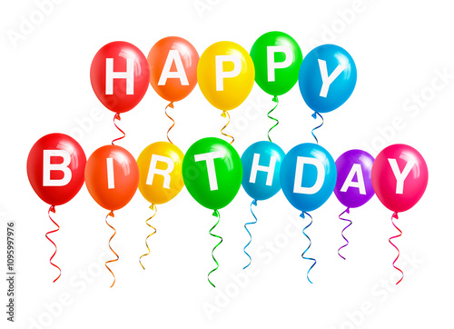 Happy Birthday mit bunte Luftballons