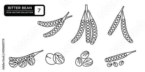 Bitter bean icon collection, editable and resizable vector icon templates.