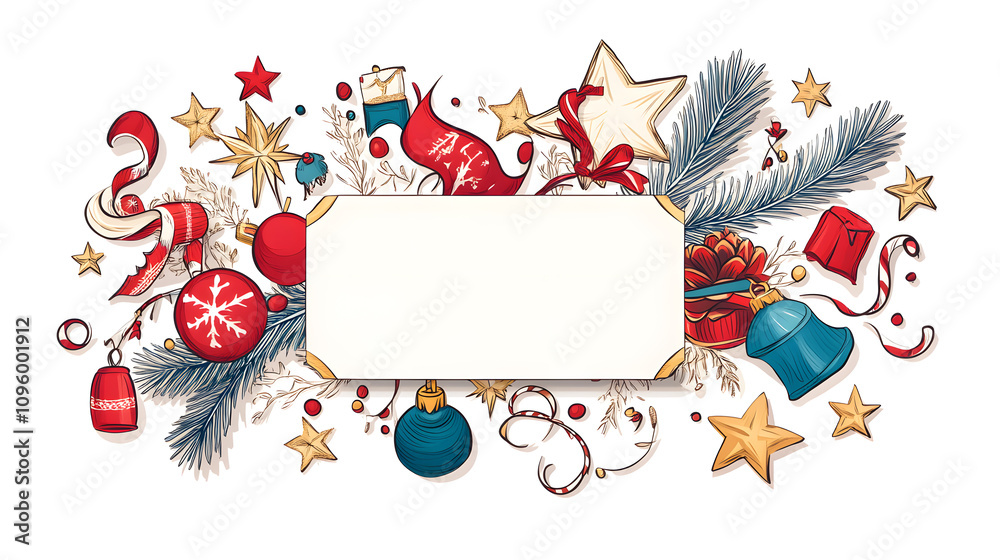 Fototapeta premium Christmas and new year with Elegant Ornaments Style Perfect for Tags, Posters, and Banners with Space for Text