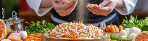 Preparing traditional chinese new year meal with fresh ingredients photo