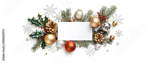 Christmas and new year with Elegant Ornaments Style  Perfect for Tags, Posters, and Banners with Space for Text photo