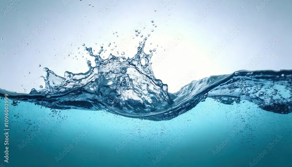 Beautiful water waves Splashed water wave in clean blue water Beautiful water waves Splashed water wave in clean blue water
