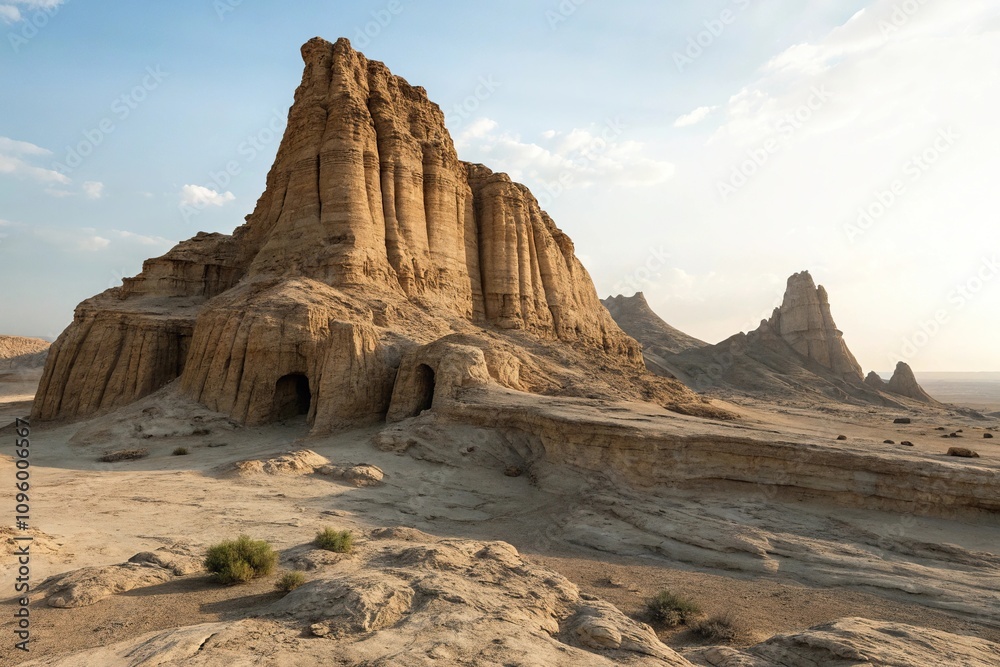 Fototapeta premium Ancient rock formation with eroded fins, geological formations, unique shapes
