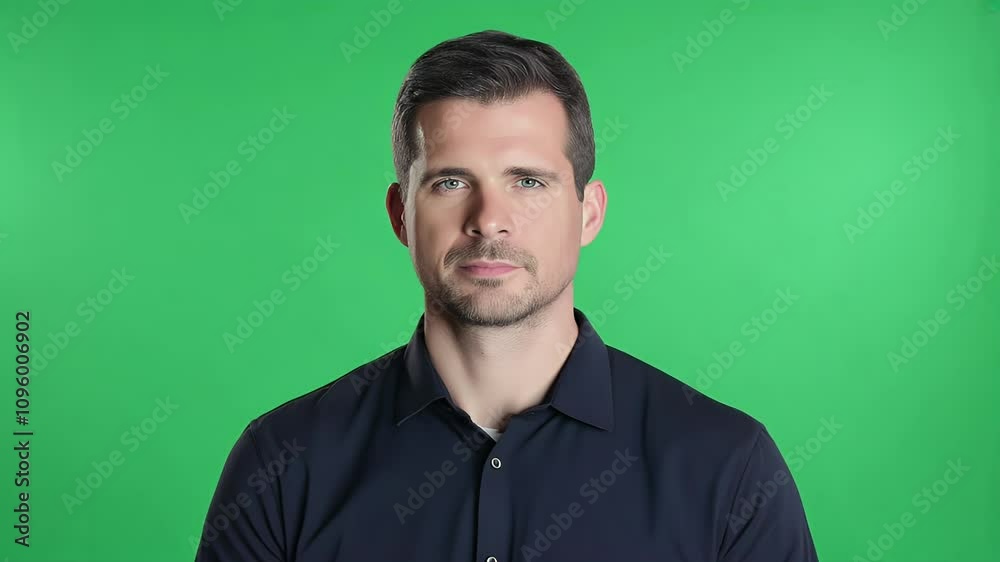 Portrait of a Man Against Green Screen
