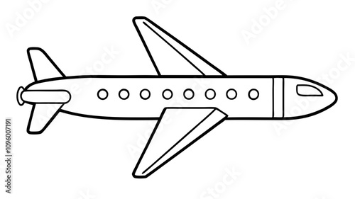 airplane vector illustration line art transparent background