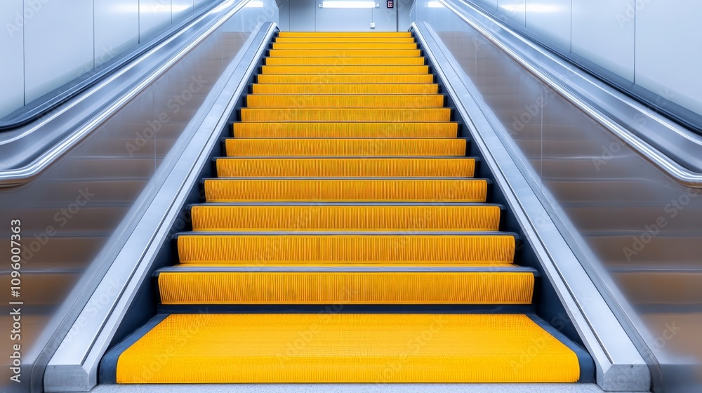 Obraz premium Bright Yellow Escalator Steps 