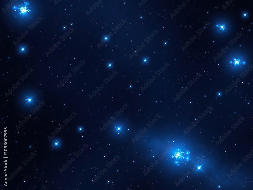 Blue galaxies with a dark black backdrop featuring many bright star clusters, starry night, astronomy Blue galaxies with a dark black backdrop featuring many bright star clusters, starry night, astronomy