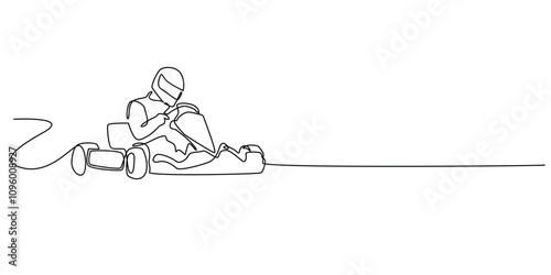 continuous line drawing of go-kart race.one line drawing of go-kart race competition.single line vector illustration.isolated white background