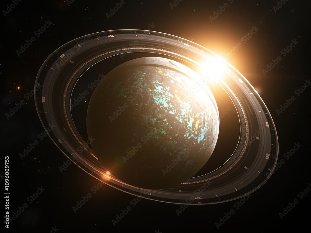 Celestial body with iridescent rings and shimmering light, body, cosmic, astronomical Celestial body with iridescent rings and shimmering light, body, cosmic, astronomical