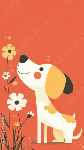 New Project: Create a new illustration project and set the background to a clean solid color. Select Style: Choose Flat Style, Minimal Art. Draw the dog. 