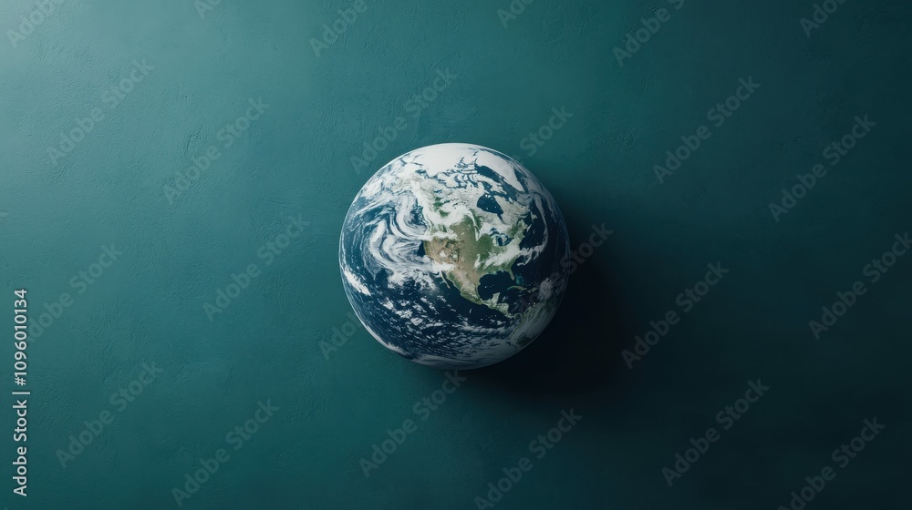 Fototapeta premium Global Planet Earth on Teal Background Sustainability Ecology Conservation