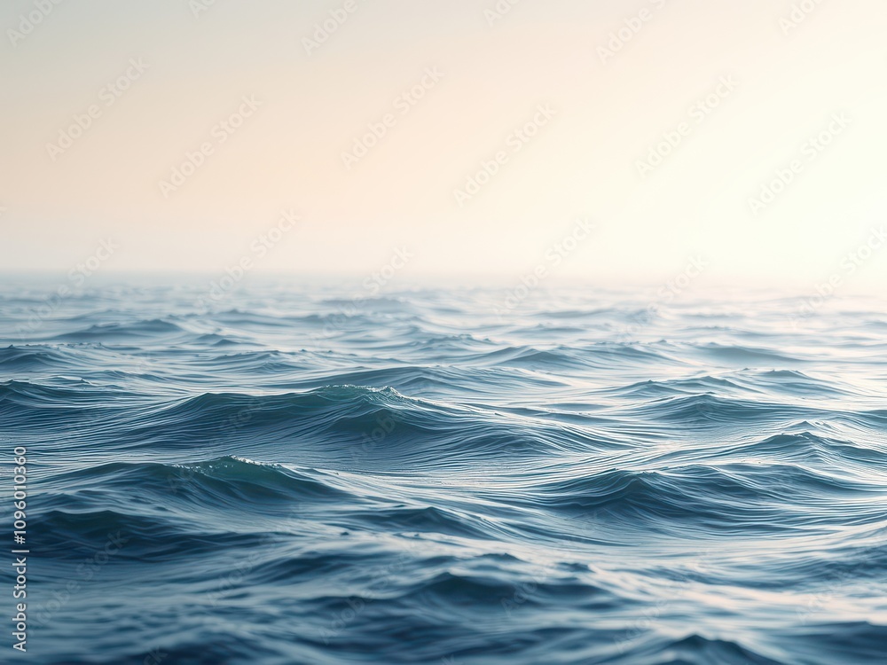 Fototapeta premium Soft focus background of gentle wave ocean dynamics, tranquil, ethereal, relaxation, gentle, zen