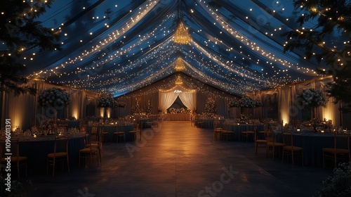 Interior View of Wedding Tent 8K Realistic Lighting Highly Detailed