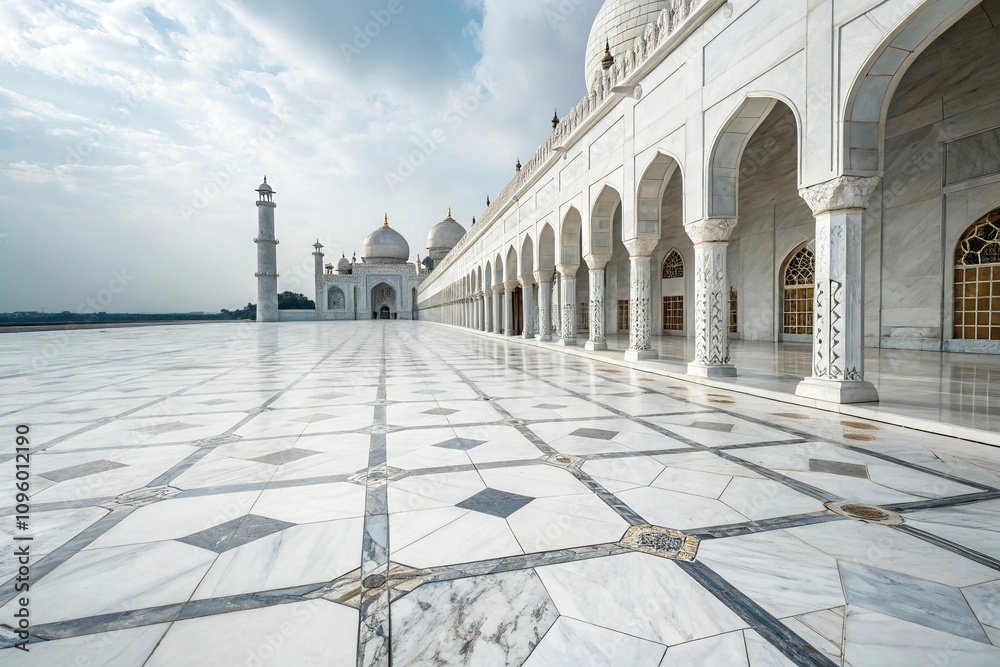 Obraz premium Close-up of white and grey marble tile pattern, luxurious materials, modern design element