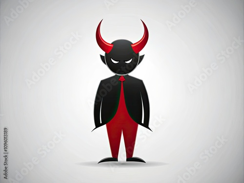 Minimalist Demon Illustration on White Background - Isolated Devil Character for Creative Projects and Concepts