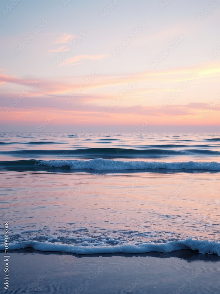 Peaceful seascape with gentle waves in soft pastel colors at dawn, dawn, water, gradient, seascape, wave Peaceful seascape with gentle waves in soft pastel colors at dawn, dawn, water, gradient, seascape, wave