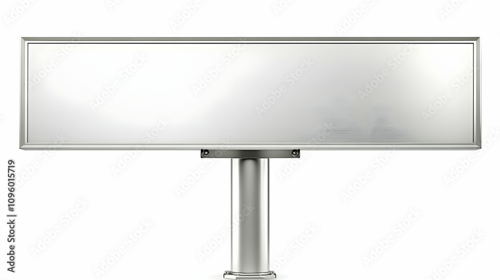 Blank Metal Billboard Sign Mockup on a Pole, 3D Render of an Empty Advertising Panel for Outdoor Promotion, Isolated on White Background Blank Metal Billboard Sign Mockup on a Pole, 3D Render of an Empty Advertising Panel for Outdoor Promotion, Isolated on White Background