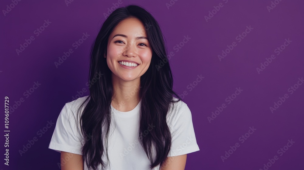 Fototapeta premium Happy Smiling Woman With Long Black Hair