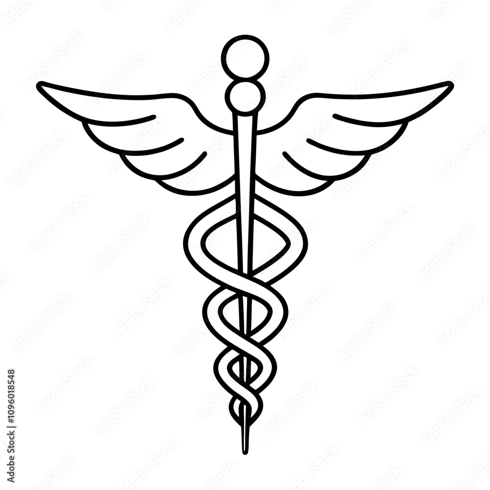 caduceus medical symbol line art vector silhouette illustration,transparent background caduceus medical symbol line art vector silhouette illustration,transparent background