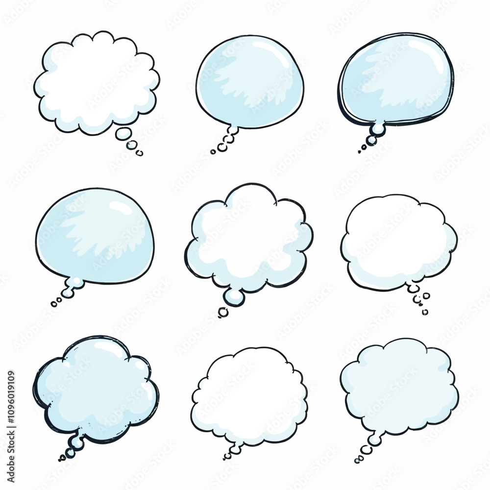 Various blank empty speech bubbles and thought bubbles collection Various blank empty speech bubbles and thought bubbles collection