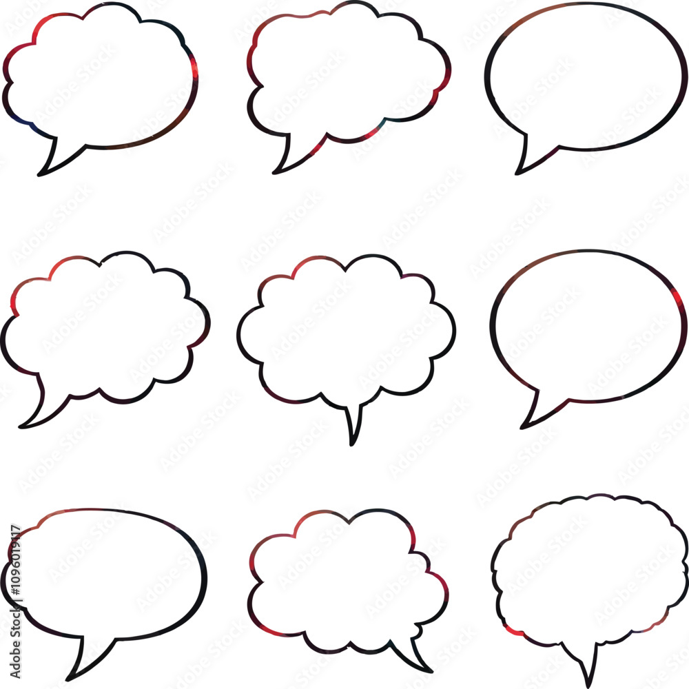 Various blank empty speech bubbles and thought bubbles collection