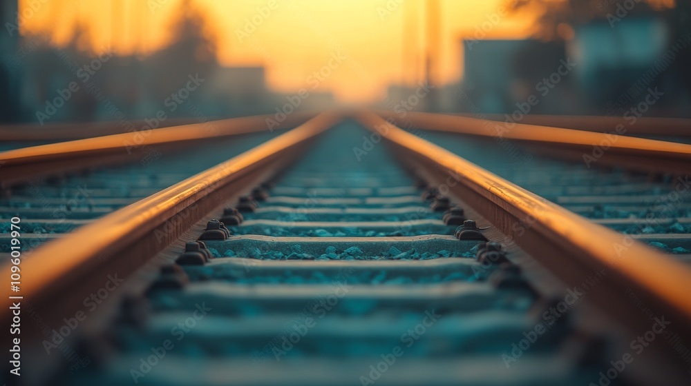 Fototapeta premium Golden Hour Railroad Tracks 