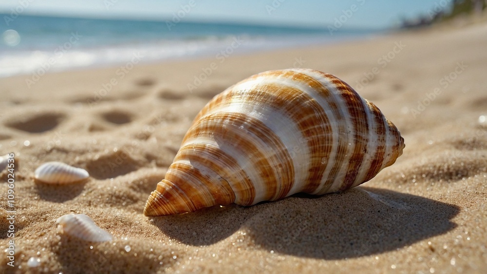 A delicate seashell nestled in the warm sand, surrounded by gentle ocean waves that seem to dance in the summer sun. A delicate seashell nestled in the warm sand, surrounded by gentle ocean waves that seem to dance in the summer sun.