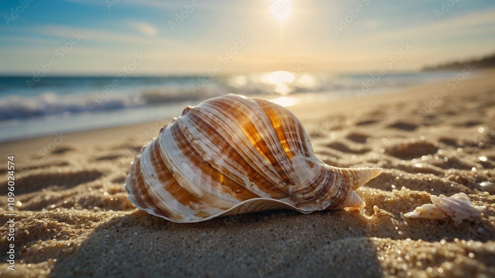 A delicate seashell nestled in the warm sand, surrounded by gentle ocean waves that seem to dance in the summer sun. A delicate seashell nestled in the warm sand, surrounded by gentle ocean waves that seem to dance in the summer sun.