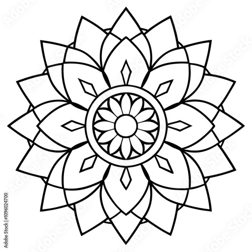  floral mandala vector line art print ready png file