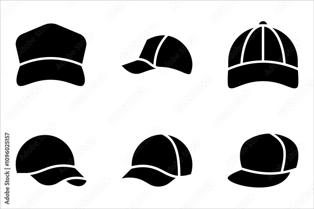 Baseball cap line icon set, clothes and wear, vector illustration on white background Baseball cap line icon set, clothes and wear, vector illustration on white background