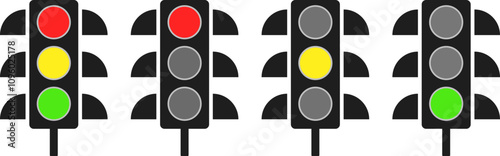 Traffic light icon set . signal  with red yellow green sign. Stop Light sign. Traffic control light
