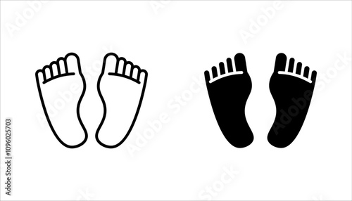 Footprints linear icon set. Footsteps. Thin line vector illustration on white background