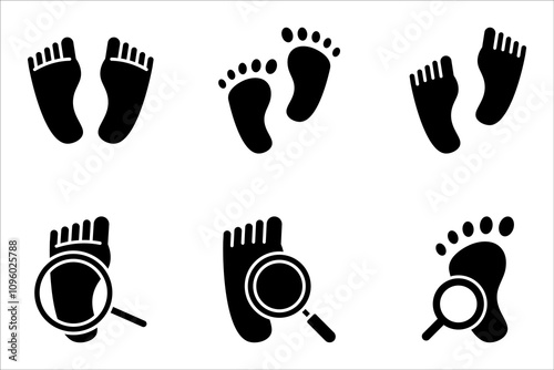 Footprints linear icon set. Footsteps. Thin line vector illustration on white background