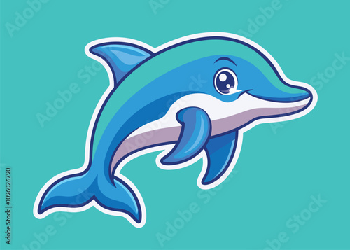 A playful dolphin swimming happily, showcasing its vibrant colors.