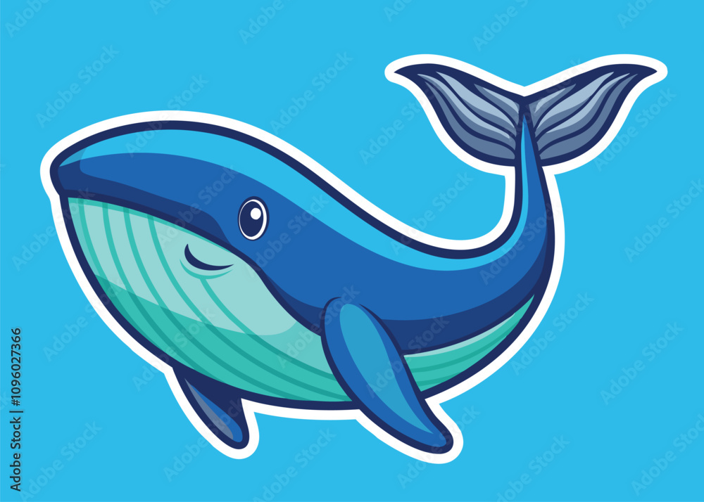 Obraz premium A bright whale swimming peacefully, radiating joy and tranquility.