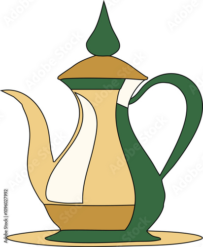 A minimalist design of a dallah (traditional Arab coffee pot)