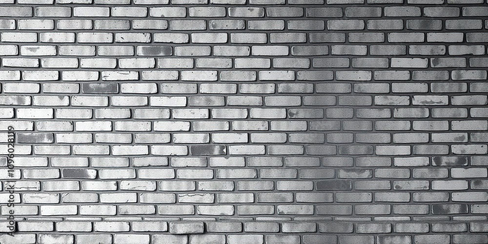 Obraz premium Industrial-style brick wall with a rough texture and muted color palette of whites and grays set against a dark gray background, urban, structure, grunge