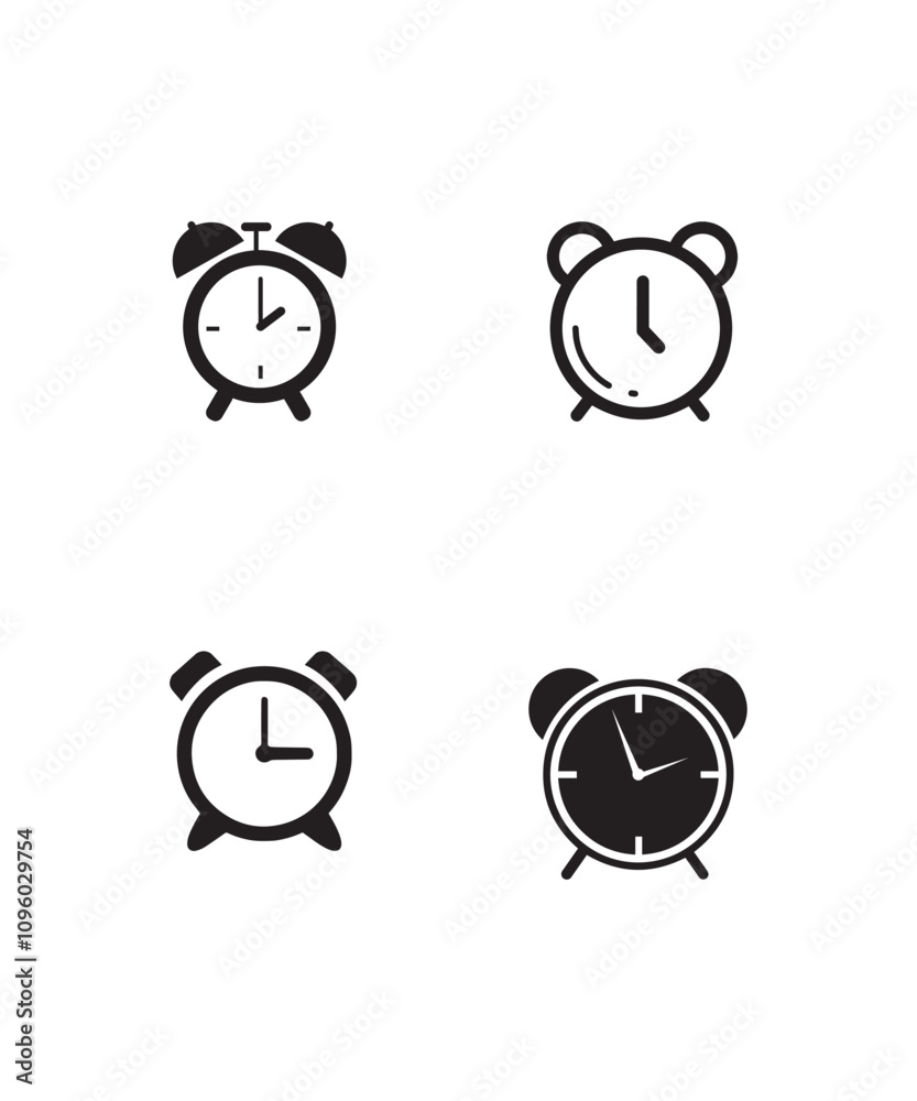 alarm clock icon set. Victor art illustration.