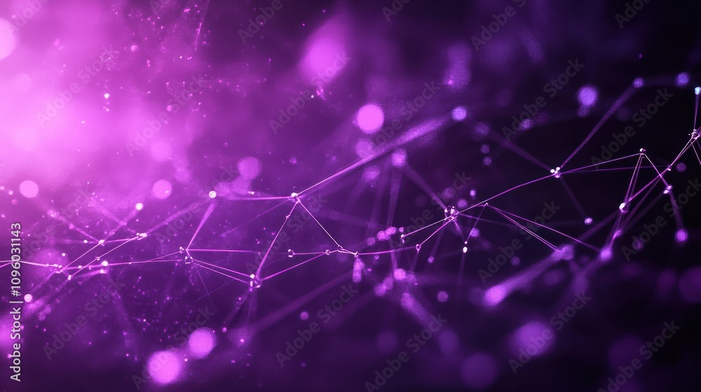 Fototapeta premium AI Neural Lines Background Abstract Purple - Landscape