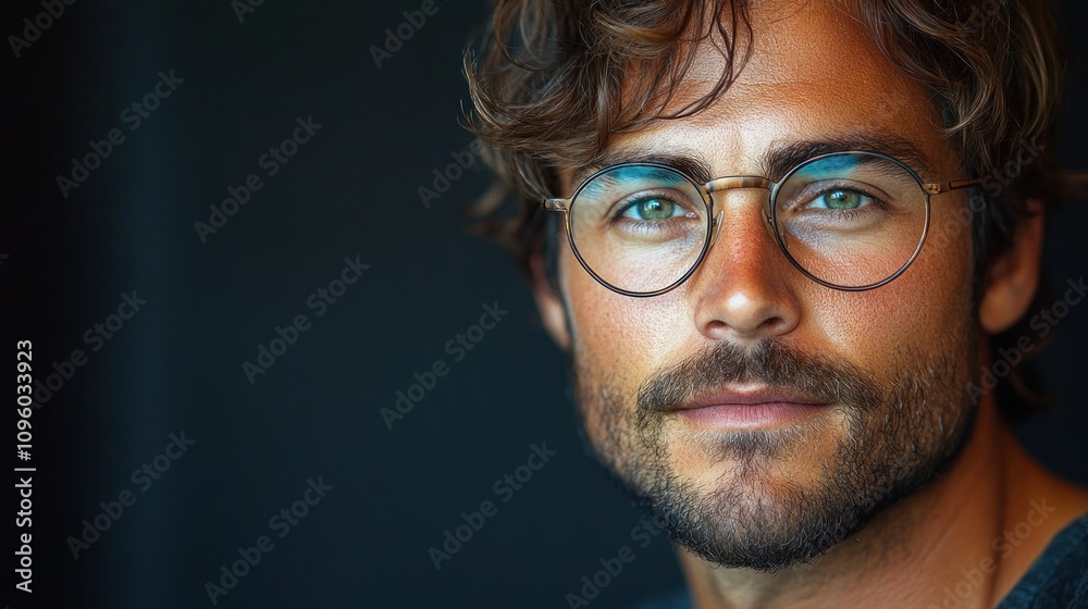A close-up portrait of a man with curly hair and glasses, showcasing a thoughtful expression. A close-up portrait of a man with curly hair and glasses, showcasing a thoughtful expression.