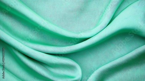 Smooth mint green fabric background with elegant draping and soft texture, ideal for fashion, textiles, and design projects creating a serene atmosphere.