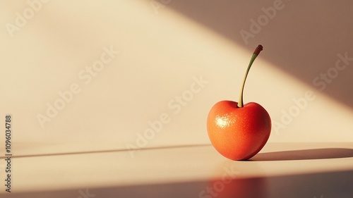 a cherry against a white chocolate background