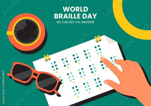 Social Media Background Illustration Templates Featuring World Braille Day Theme