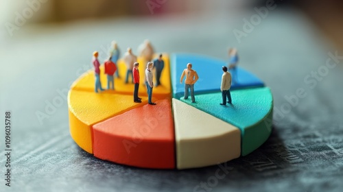 Demographic Data Visualization: A colorful pie chart with miniature figurines representing different demographics, showcasing the power of data visualization in understanding population trends. photo