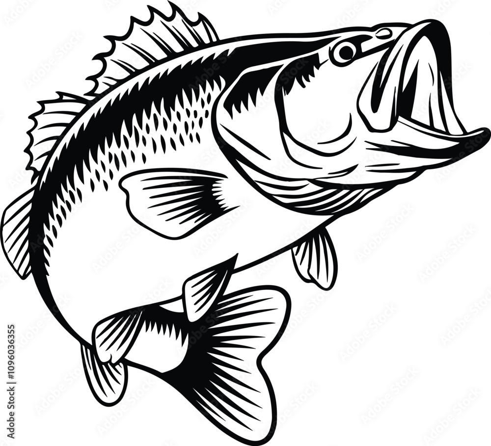 Bass fish coloring page